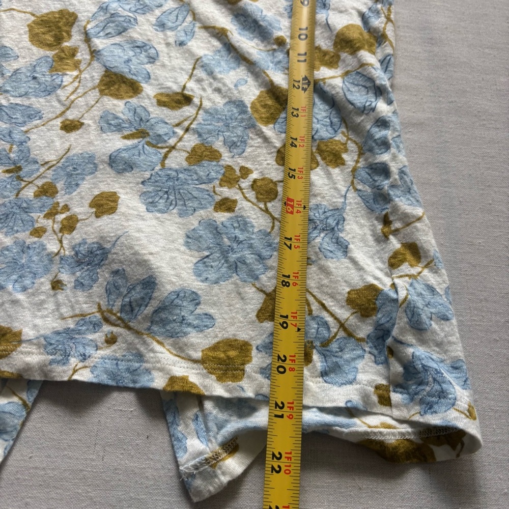 Joie Floral Print 100% Linen Top Blue M | Lightweight Feminine - Picture 5 of 5